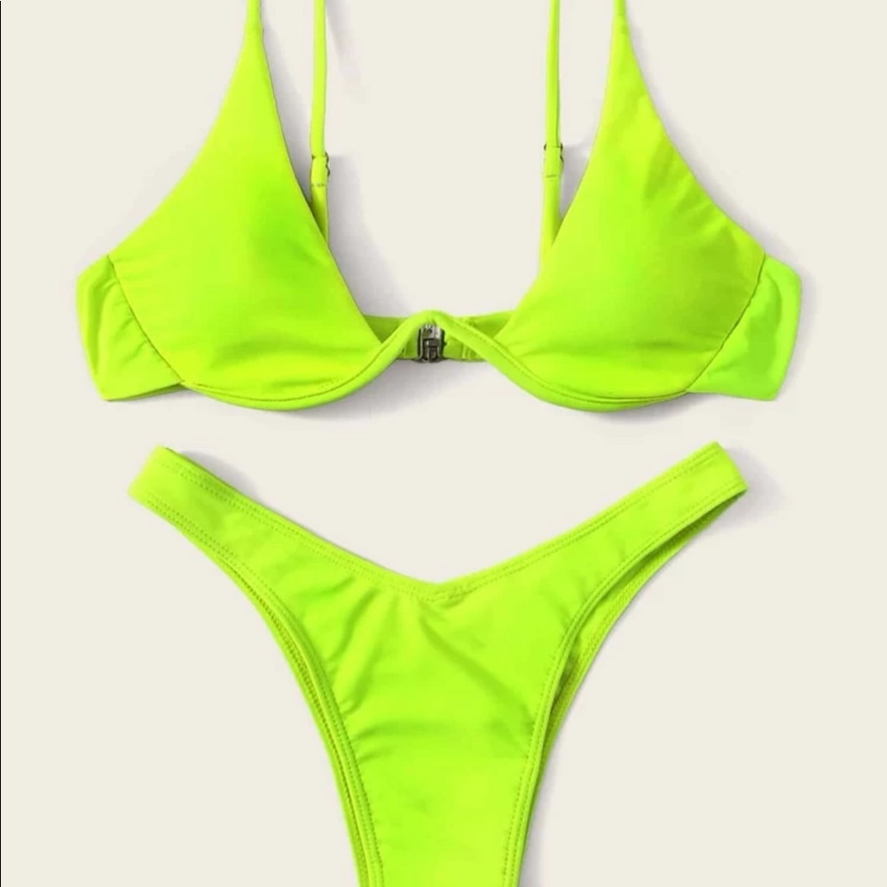 NWOT Neon yellow underwire bikini set